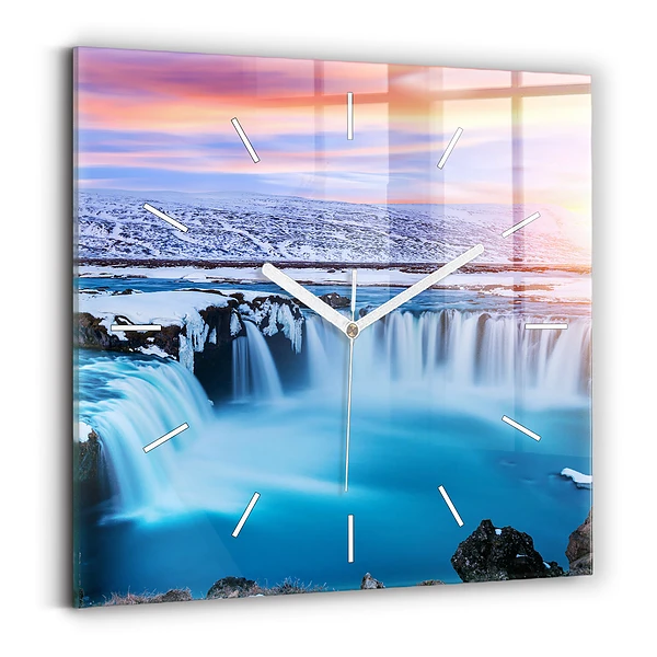 Ceas din sticlă pătrat Cascada Godafoss Islanda