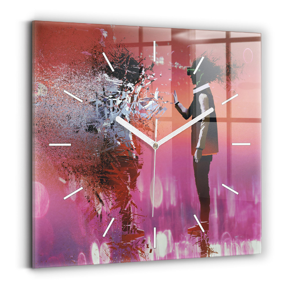 Ceas de sticlă pe perete pătrat Ciberspațiul