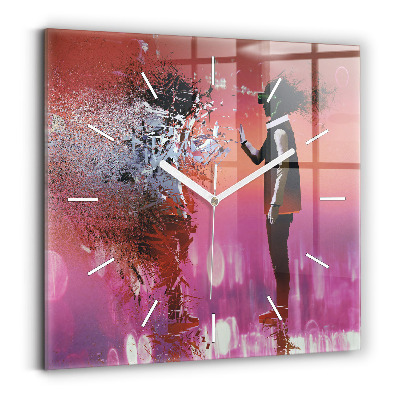 Ceas de sticlă pe perete pătrat Ciberspațiul