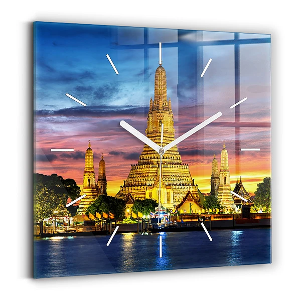 Ceas de sticlă pe perete pătrat Templul din Bangkok