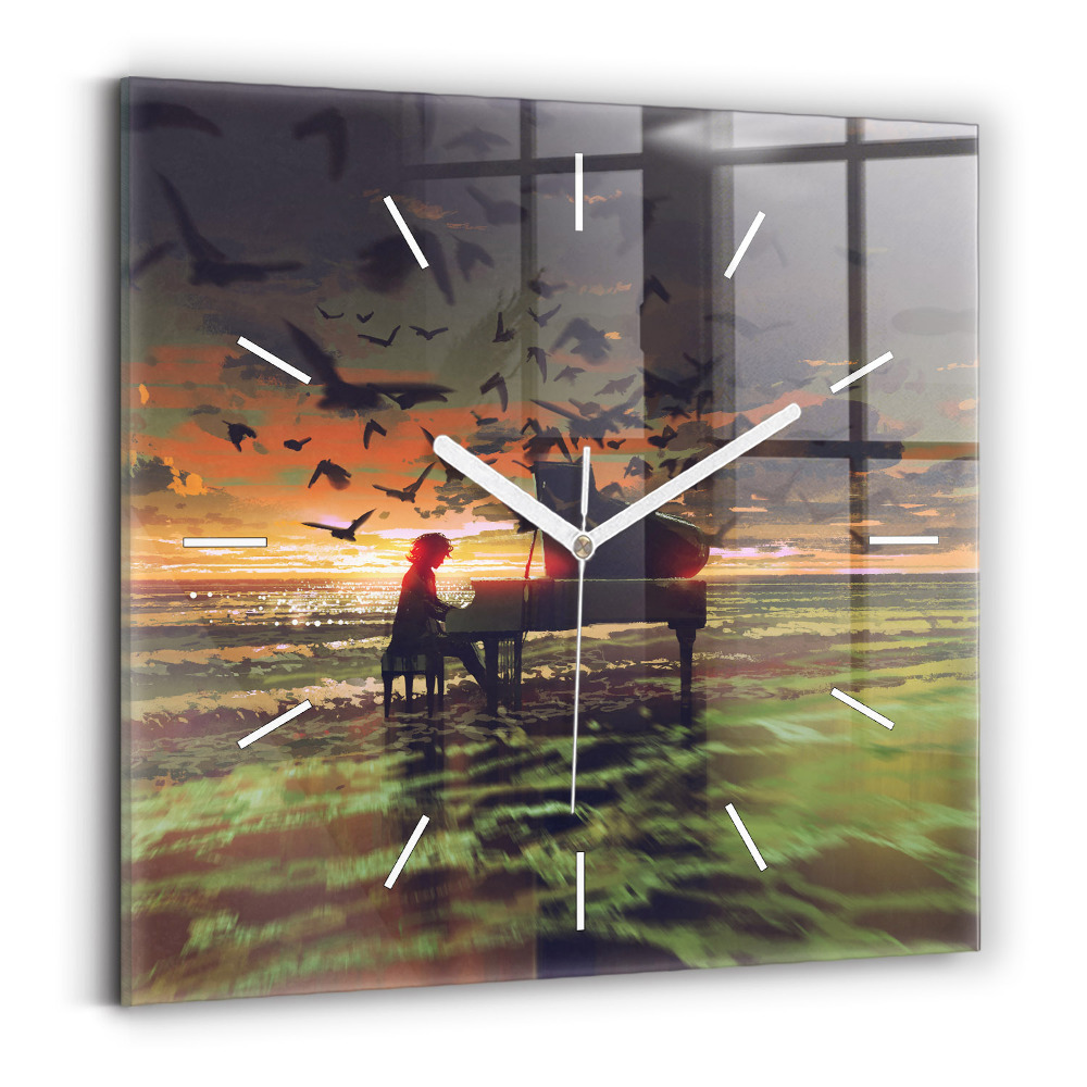 Ceas din sticlă pătrat Concert pe plajă
