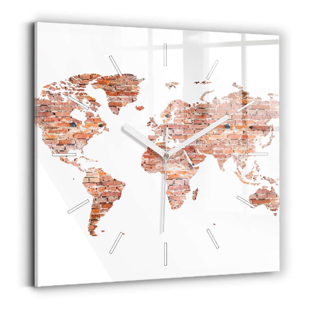 Ceas din sticlă pătrat Hartă veche din cărămidă