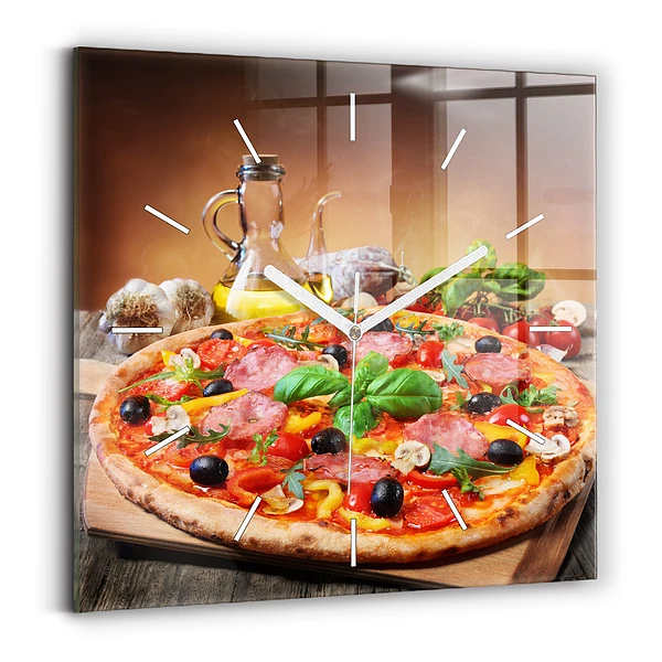 Ceas pătrat de perete din sticlă Inima culinară a Italiei