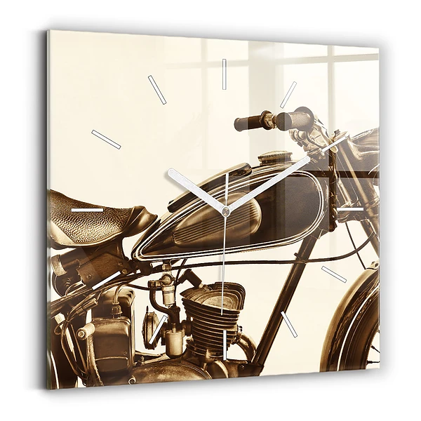 Ceas din sticlă pătrat Motocicletă vintage sepia