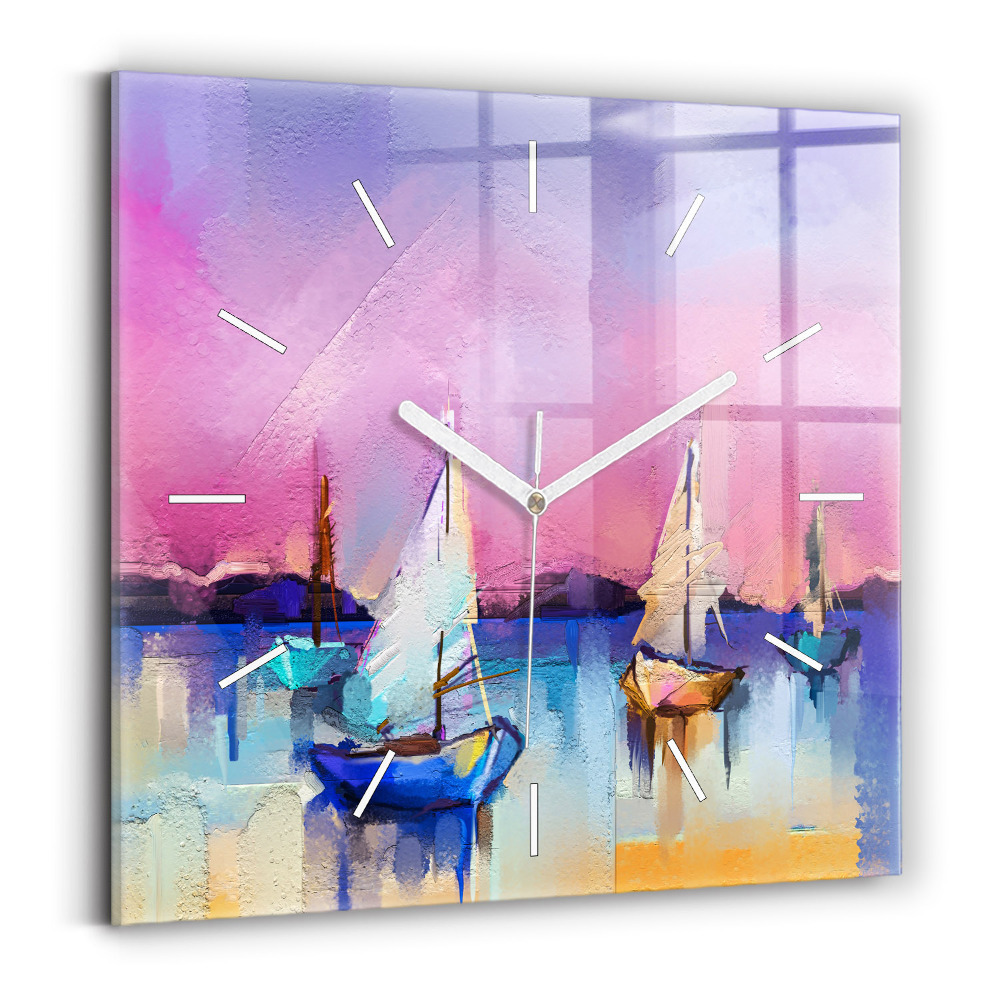 Ceas din sticlă pătrat Peisaj marin