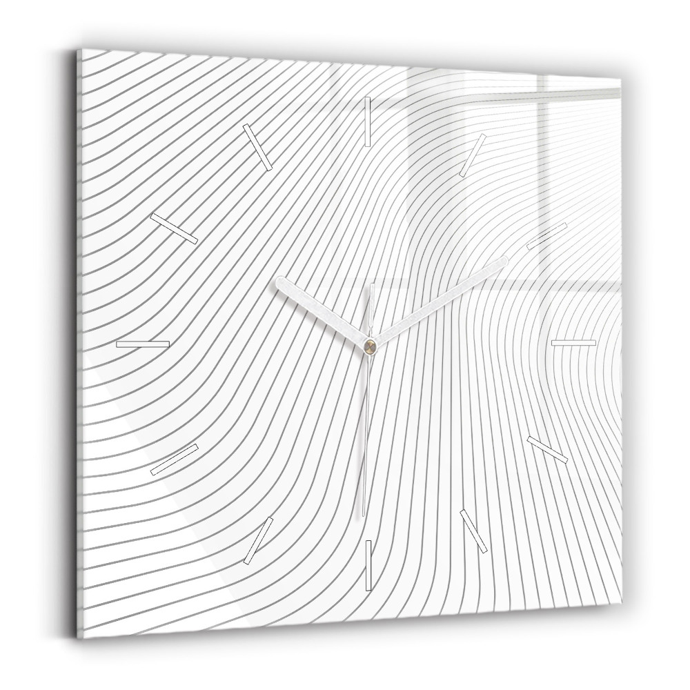 Ceas de sticlă pe perete pătrat Linii abstracte
