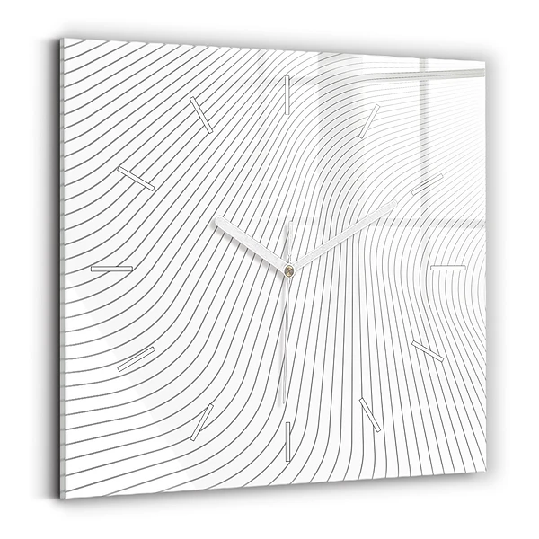 Ceas de sticlă pe perete pătrat Linii abstracte
