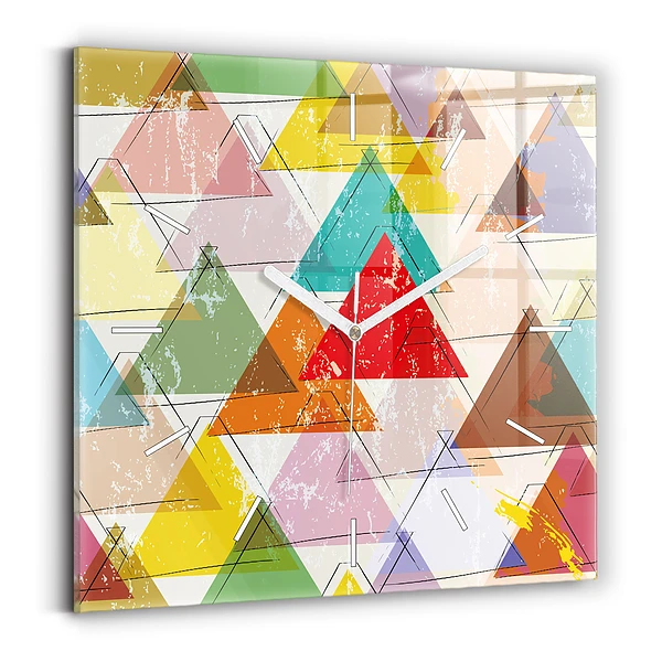 Ceas de sticlă pe perete pătrat Triunghiuri geometrice