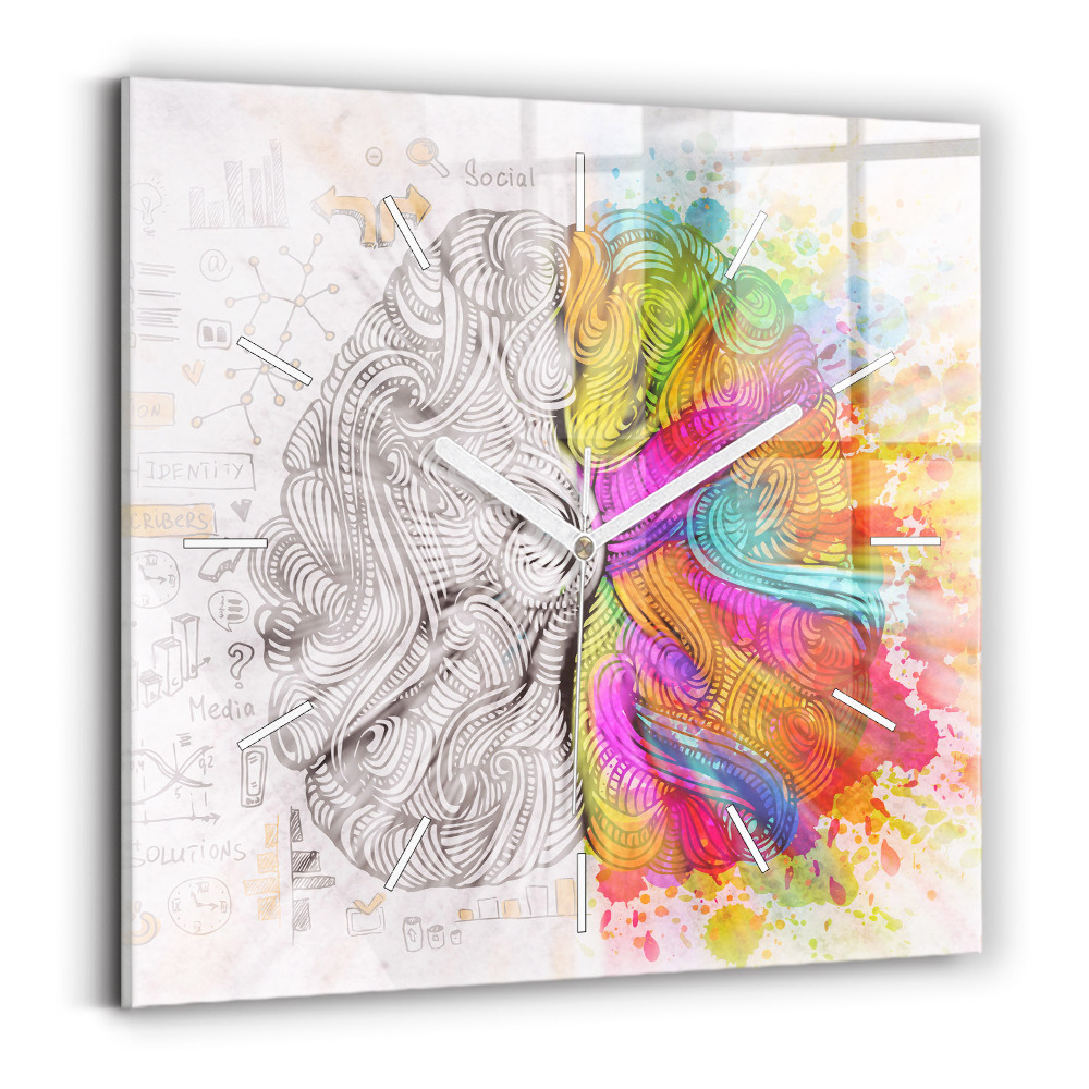 Ceas din sticlă pătrat Abstracția creierului