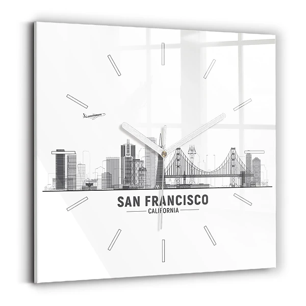 Ceas din sticlă pătrat Panorama San Francisco