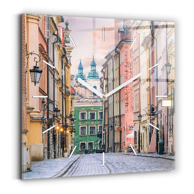 Ceas de sticlă pe perete pătrat Orașul vechi din Varșovia