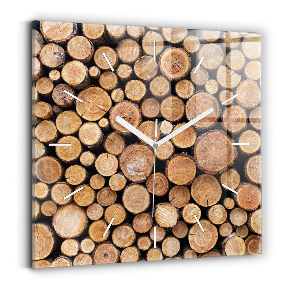 Ceas perete din sticlă pătrat Inele de copac