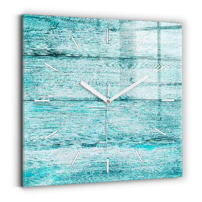 Ceas de sticlă pe perete pătrat Lemn vechi albastru