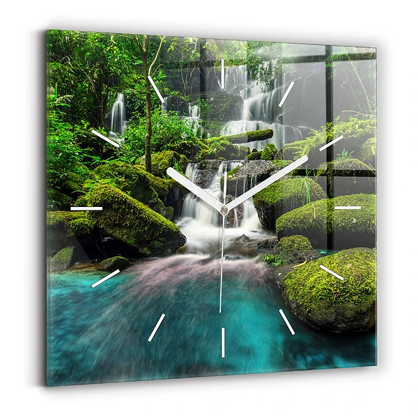Ceas de sticlă pe perete pătrat Cascada Thailanda