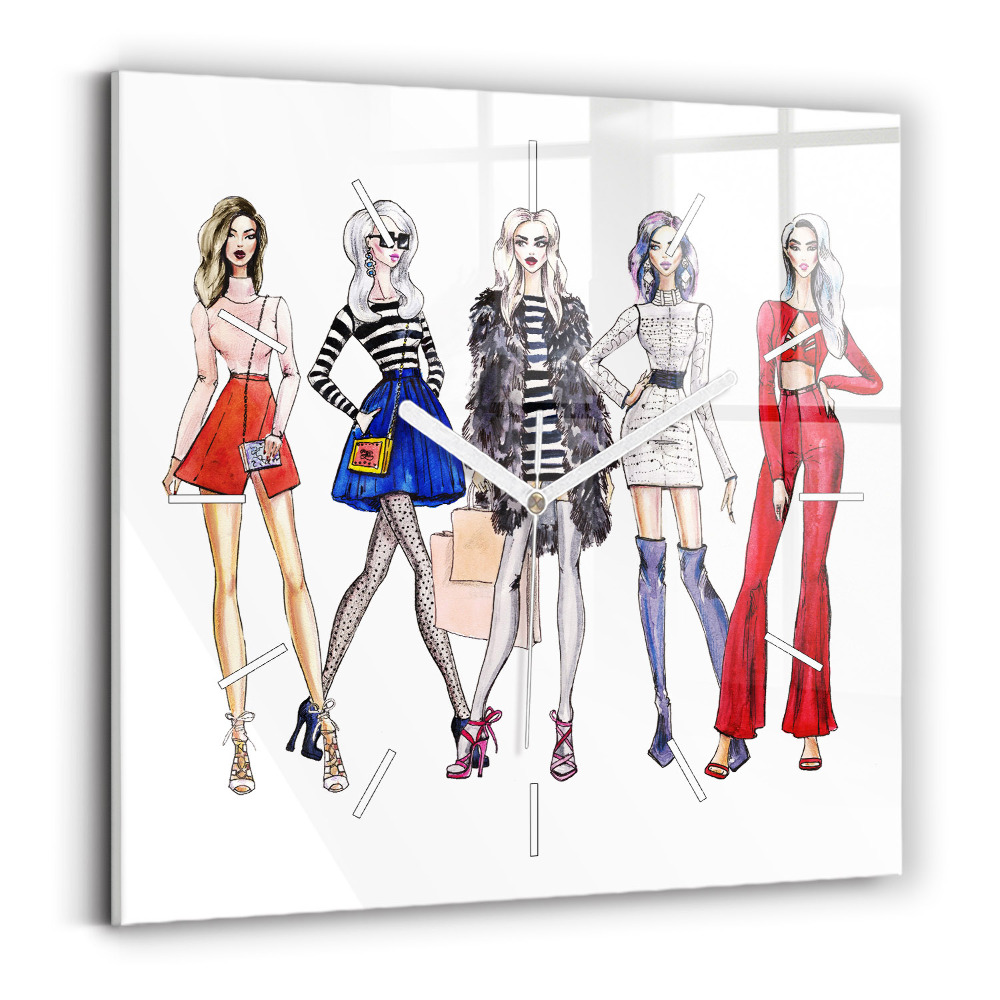 Ceas perete din sticlă pătrat Fete la modă