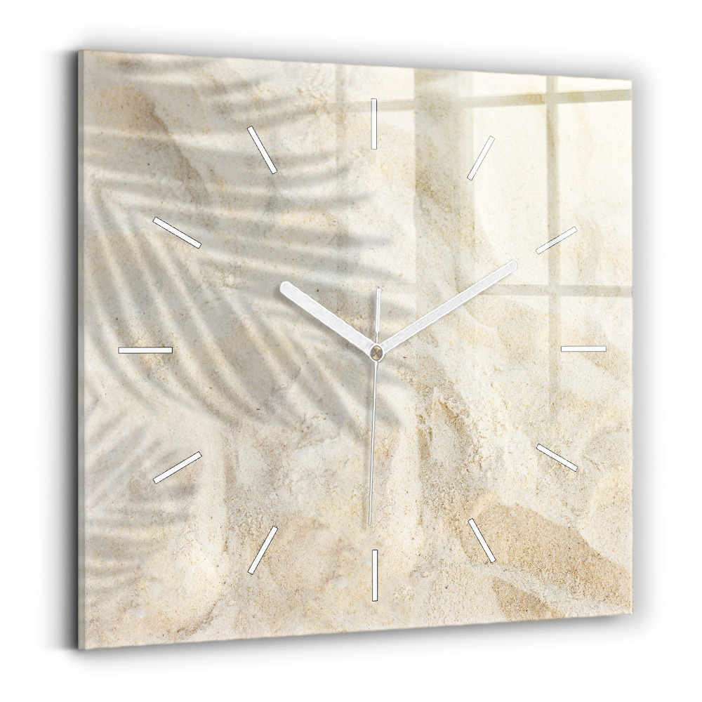 Ceas de sticlă pe perete pătrat Umbra unui palmier în nisip