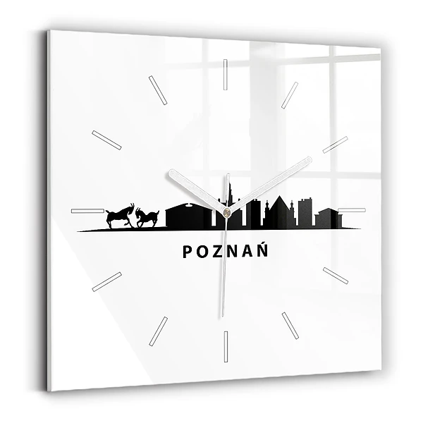 Ceas din sticlă pătrat Grafică panoramică Poznań