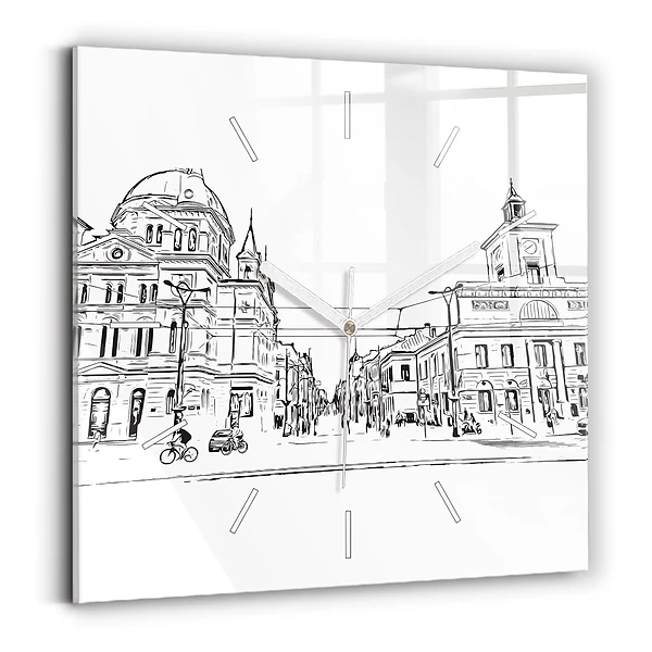 Ceas pătrat de perete din sticlă Ilustrația orașului Poznań