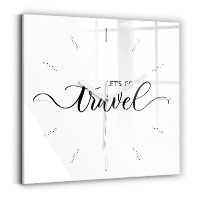 Ceas de sticlă pe perete pătrat Inscripție de călătorie