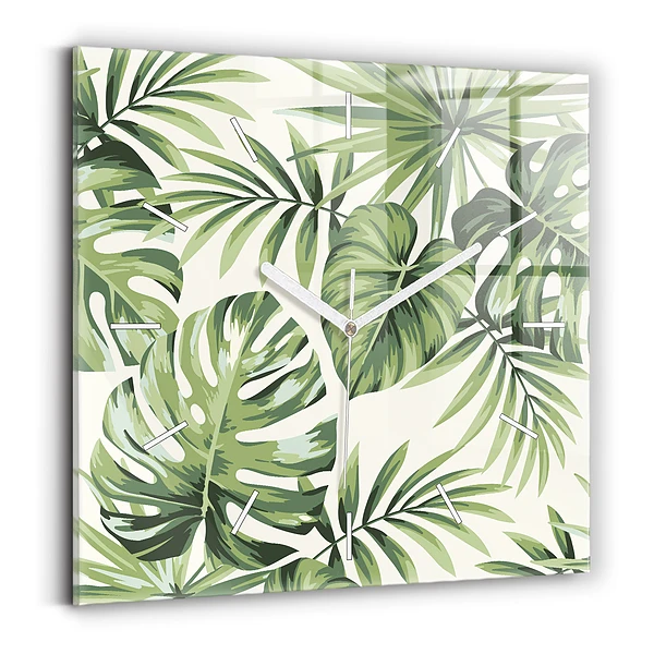 Ceas de sticlă pe perete pătrat Model tropical