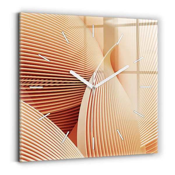 Ceas de sticlă pe perete pătrat Model de val abstract
