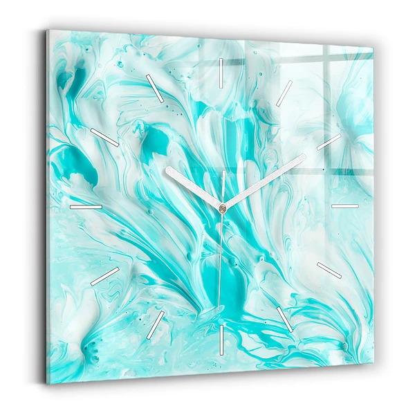 Ceas din sticlă pătrat Abstracția albastră