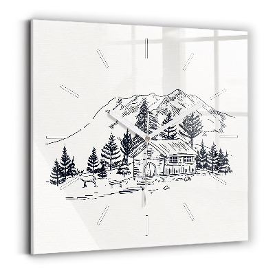 Ceas perete din sticlă pătrat Oraș de desene animate