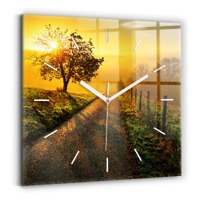 Ceas de sticlă pe perete pătrat Ceață la răsărit