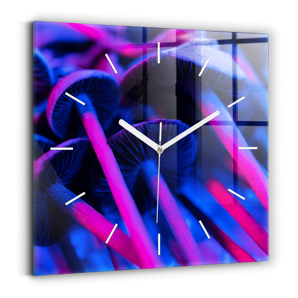 Ceas de sticlă pe perete pătrat Ciuperci magice colorate