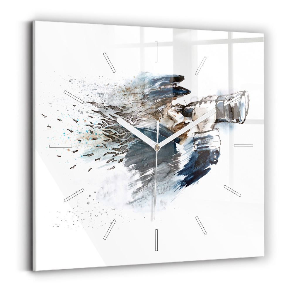 Ceas de sticlă pe perete pătrat Căpitan cu binoclu