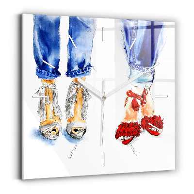 Ceas de sticlă pe perete pătrat Tocuri de damă