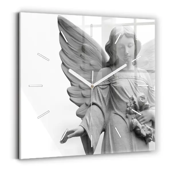 Ceas de sticlă pe perete pătrat Sculptură de înger vechi