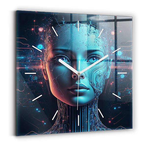 Ceas perete din sticlă pătrat Inteligenţă artificială
