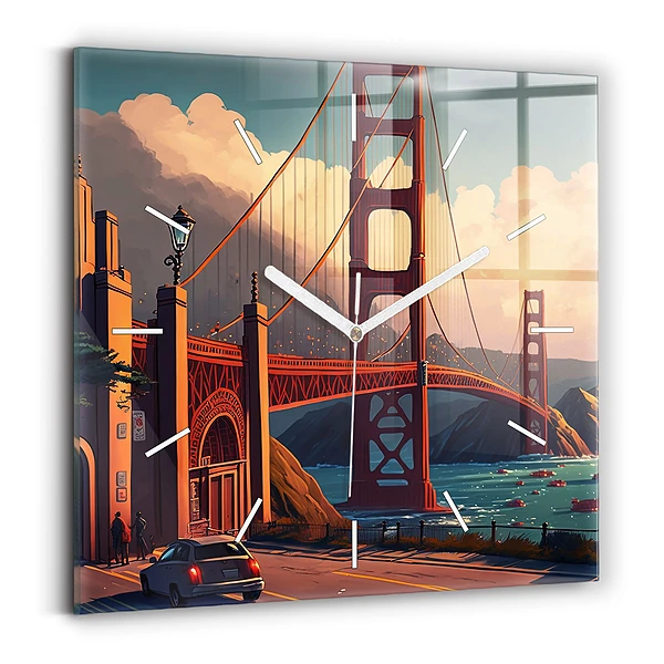 Ceas de sticlă pe perete pătrat Pod din San Francisco