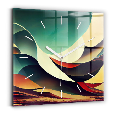 Ceas perete din sticlă pătrat Fundal cu linii abstracte
