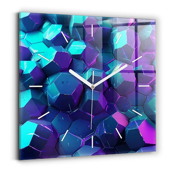 Ceas perete din sticlă pătrat Figuri geometrice