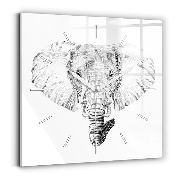 Ceas din sticlă pătrat Cap de elefant grafic
