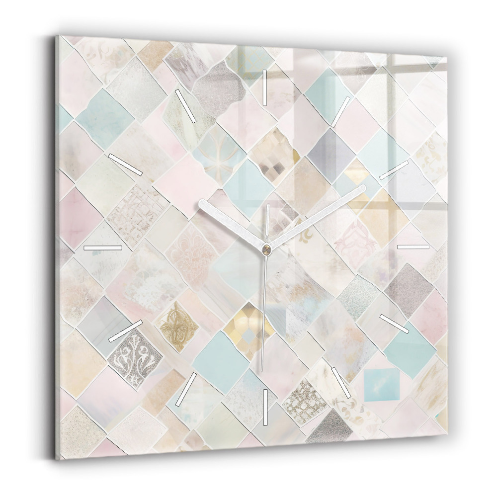 Ceas din sticlă pătrat Placi colorate