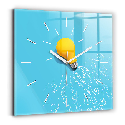 Ceas de sticlă pe perete pătrat Desen bec