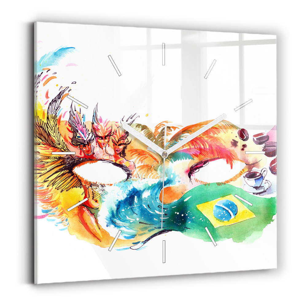 Ceas pătrat de perete din sticlă Cultură - steag brazilian