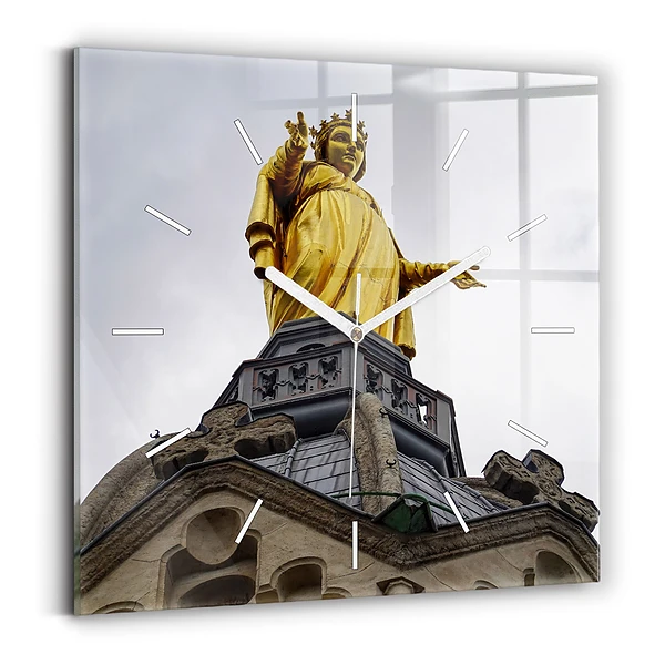 Ceas din sticlă pătrat Statuia Maicii Domnului din Lyon