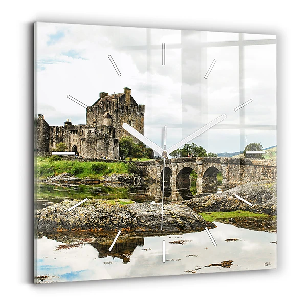 Ceas de sticlă pe perete pătrat Castelul Eilean Donan, Scoția