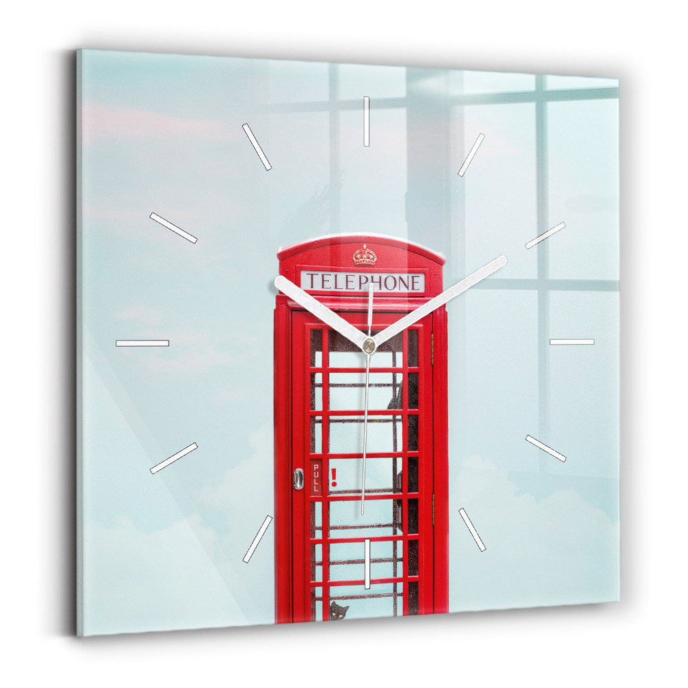 Ceas de sticlă pe perete pătrat cabina telefonica