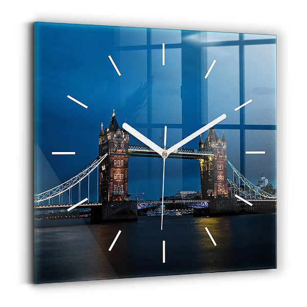 Ceas perete din sticlă pătrat Tower Bridge Londra noaptea