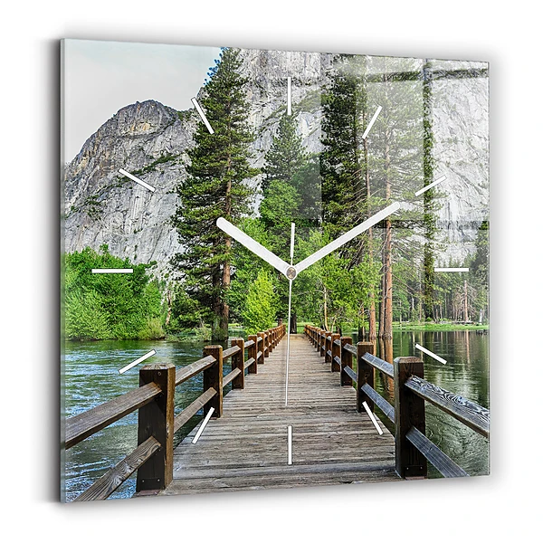 Ceas din sticlă pătrat Pod de lemn Yosemite