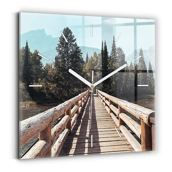 Ceas perete din sticlă pătrat Munții din Yellowstone