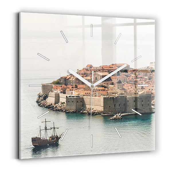 Ceas din sticlă pătrat Nava cu pânze în Dubrovnik