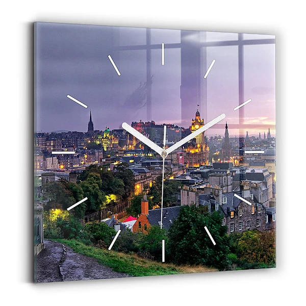 Ceas de sticlă pe perete pătrat Edinburgh de la Calton Hill