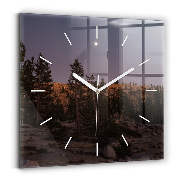 Ceas perete din sticlă pătrat Drumul stâncos al lui Yosemite