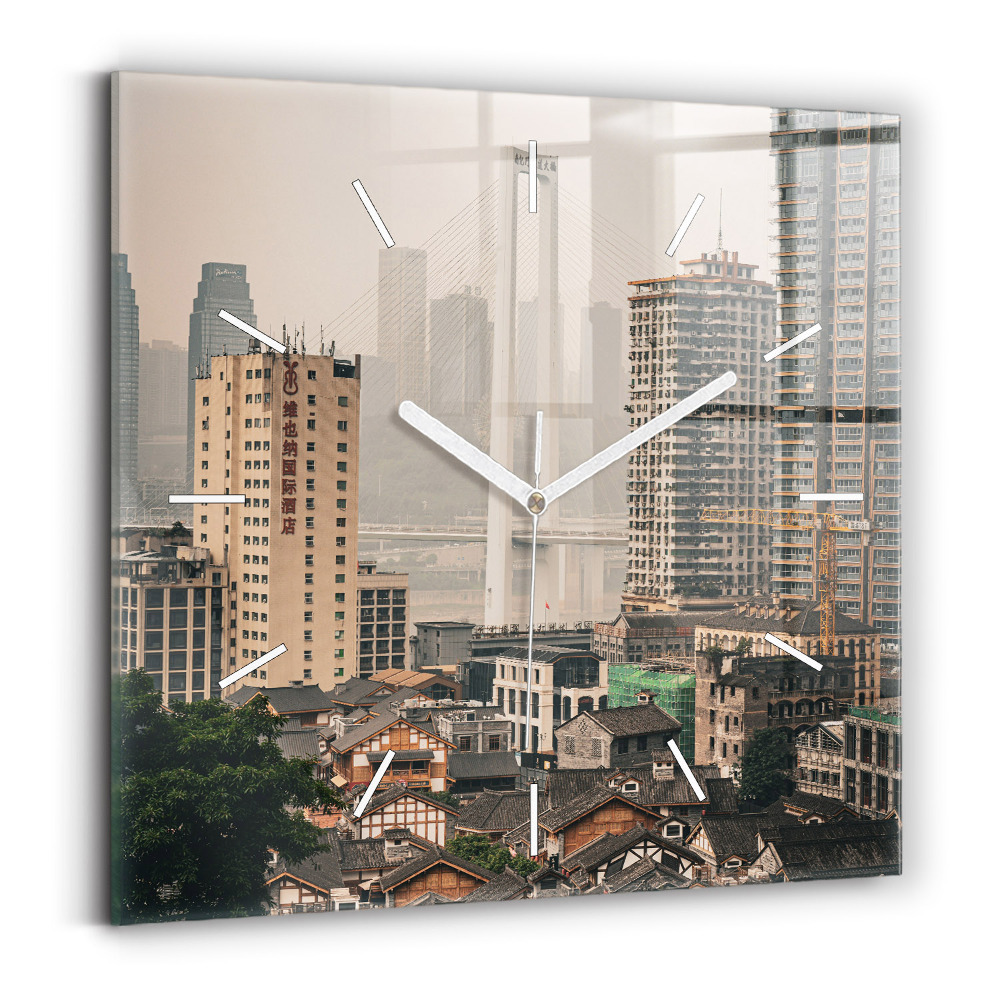 Ceas perete din sticlă pătrat Orașul vechi Chongqing